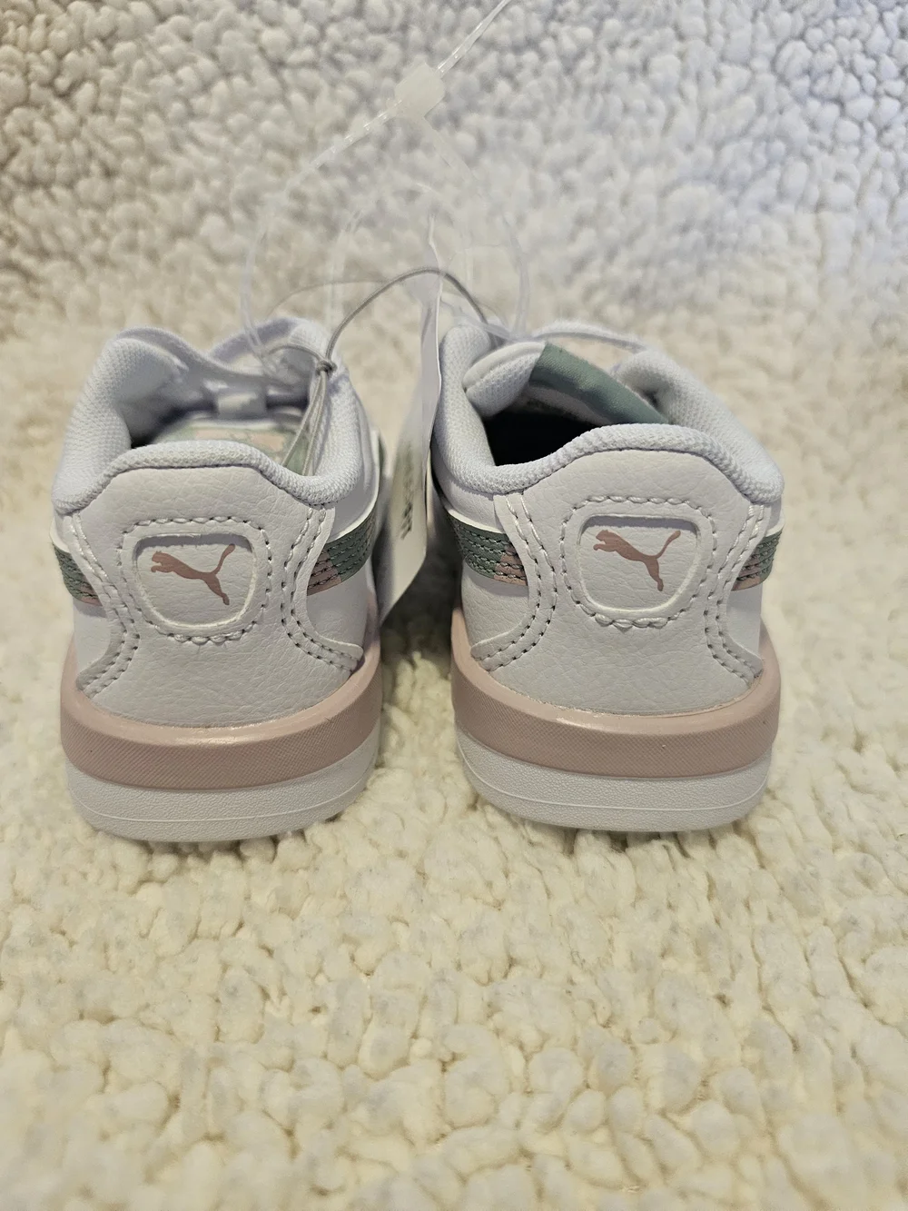 PUMA Kids' White Sneaker with Pink & Green Accents